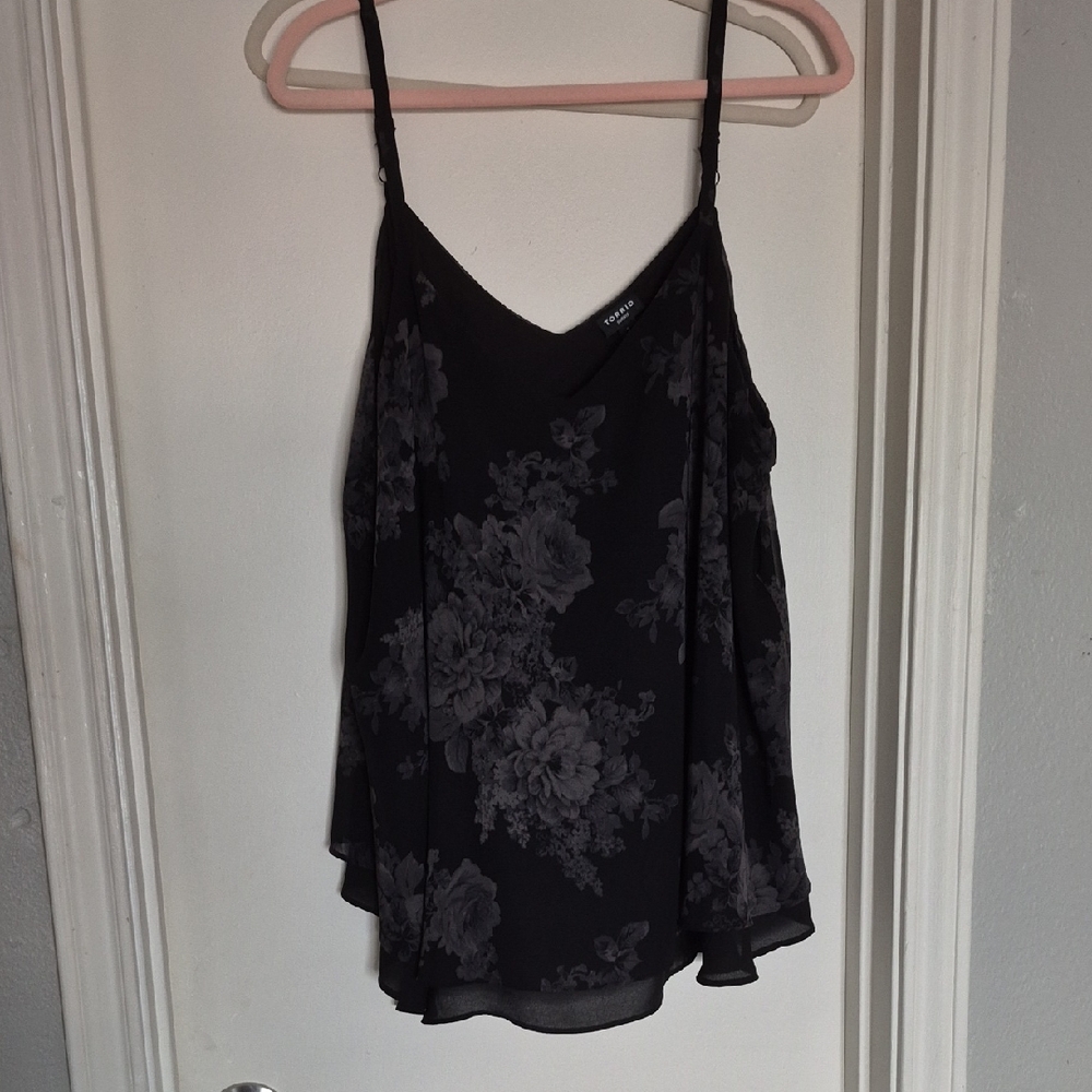 torrid Black Floral V-Neck Spaghetti Strap Cami